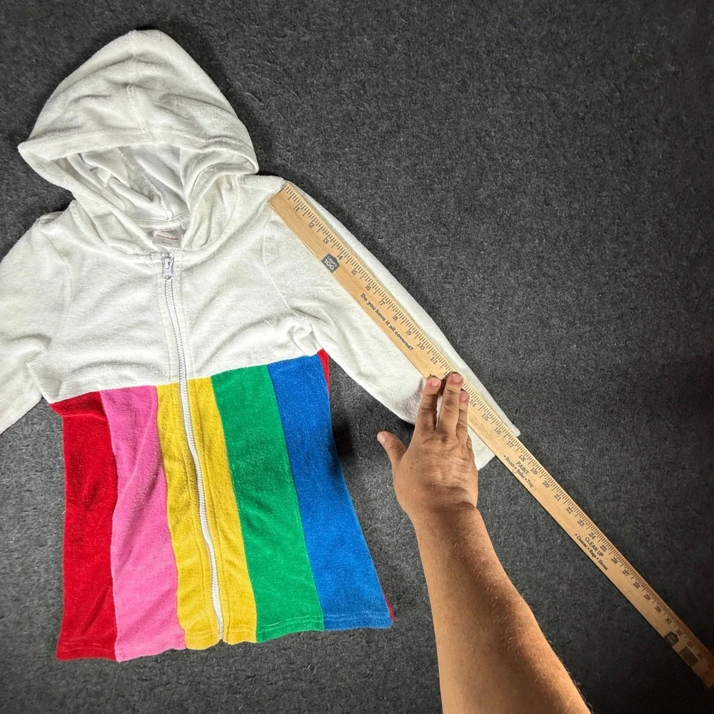 Hanna Andersson Girls Rainbow Terry Cloth Hooded Beach Cover Up Size 120 US 6-7